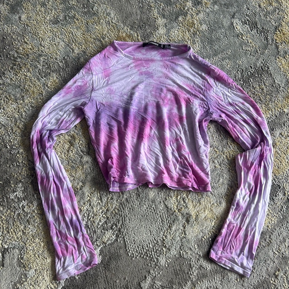 Missguided Tie-Dye Long Sleeve Top - Purple and Pink